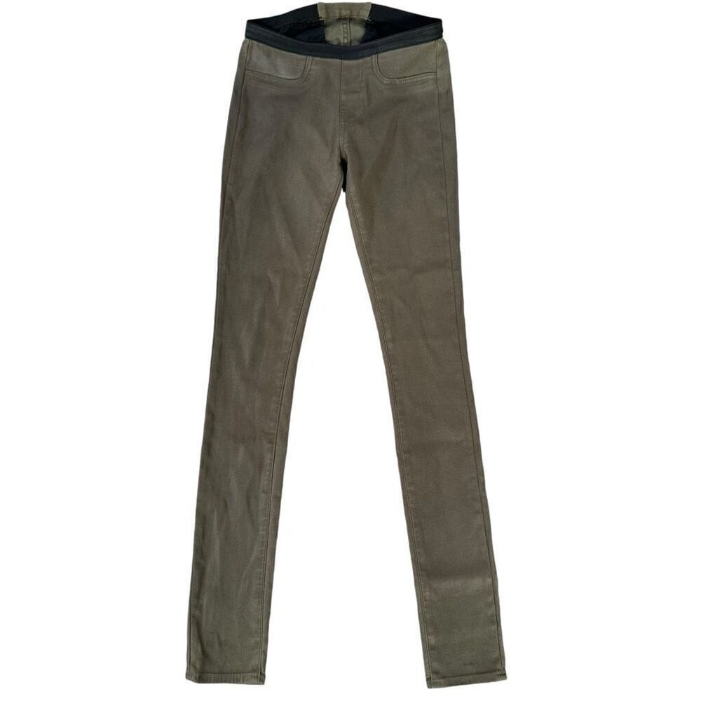 Helmut Lang Womens Coated Faux Leather Skinny Leggings pants Size 24 Green
